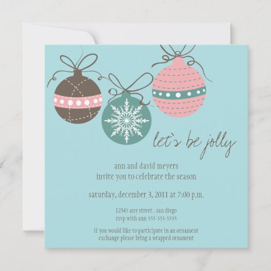 Invitation Noël ornemente la fête de vacances (Devant)
