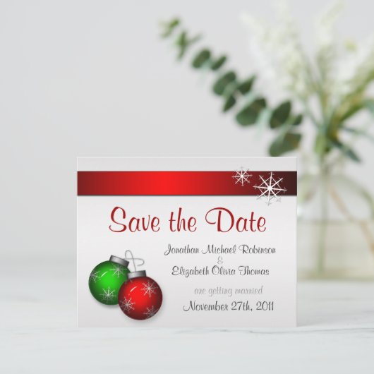 Invitation Noël Ornements mariage Enregistrer la date (Debout devant)