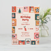 Invitation Noël ornements postage stmap anniversaire (Debout devant)