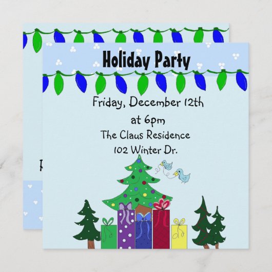 Invitation Noël ou Fête de Fêtes (Devant / Derrière)