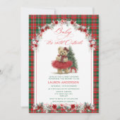 Invitation Noël Ours Baby shower de luxe Vintage (Devant)