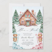 Invitation Noël Pain d'épices Hiver Bébé Révélation de genre (Devant)