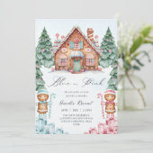 Invitation Noël Pain d'épices Hiver Bébé Révélation de genre (Debout devant)