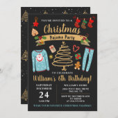 Invitation Noël Pajama Party Boys Sleepover Anniversaire (Devant / Derrière)