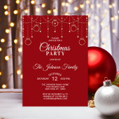 Invitation NOËL PARTI ROUGE Gold Parties scintillant Étoiles