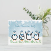 Invitation Noël, partie de Penquins d'hiver de nouvelle année (Debout devant)