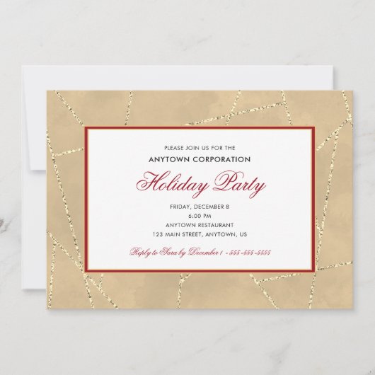 Invitation Noël Parties scintillant or | Business Holiday Par (Devant)