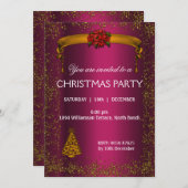 Invitation Noël Parties scintillant rose et or (Devant / Derrière)