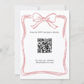 Invitation Noël Party code QR à main levée arc rouge (Dos)