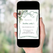 Invitation Noël Party de pin de verdure de ruban vert