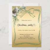 Invitation Noël Party de pin vert bow doré (Devant)