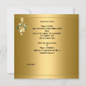 Invitation Noël Party Gold Balls Gold Swirls (Dos)