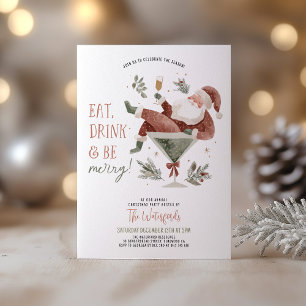 Invitation Noël Party Santa Martini 
