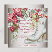 Invitation Noël Patinage sur glace Fête des fêtes (Devant / Derrière)