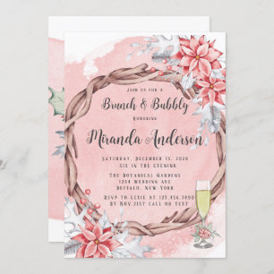 Invitation Noel Peint Poinsettia Brunch & Bubbly