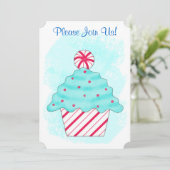 Invitation Noël Peppermenthe Cupcake Café Dessert Party (Debout devant)