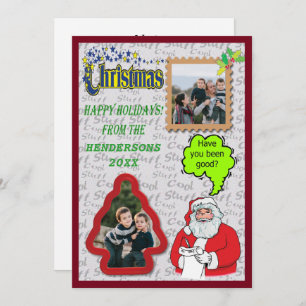 Invitation Noël Père Noël & Arbre Ajouter Deux Photos Vacance