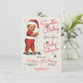 Invitation Noël Père Noël Baby shower bébé afro-américain (Debout devant)