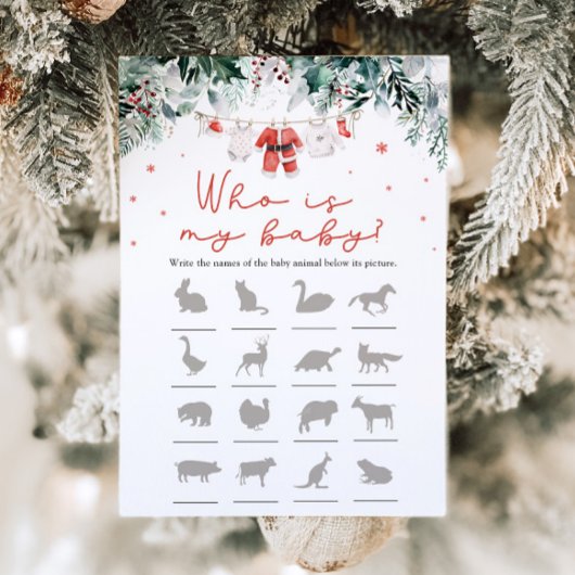 Invitation Noël Père Noël Baby shower Qui Est Mon Jeu De Bébé