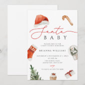 Invitation Noël Père Noël Baby showers Noël (Devant / Derrière)