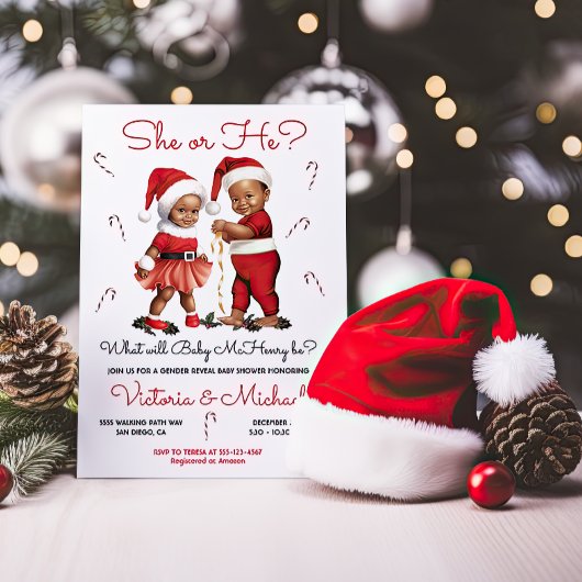 Invitation Noël Père Noël bébé Baby shower de révélation de g