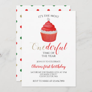 Invitation Noël Père Noël Cupcake Onederday I