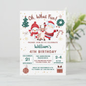 Invitation Noël Père Noël Deer Snowman Fête Anniversaire (Debout devant)