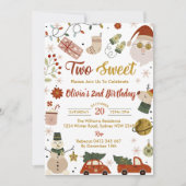 Invitation Noël Père Noël Deux jolies fête d'anniversaire (Devant)