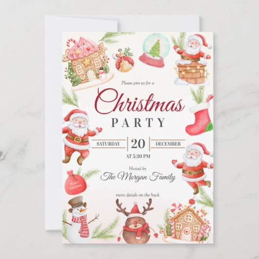 Invitation Noël Père Noël Gingpain fête de Noël (Devant)