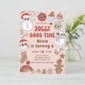 Invitation Noël Père Noël Hippie Anniversaire Jolly bon temps (Debout devant)