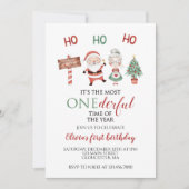 Invitation Noël Père Noël magnifique premier anniversaire (Devant)