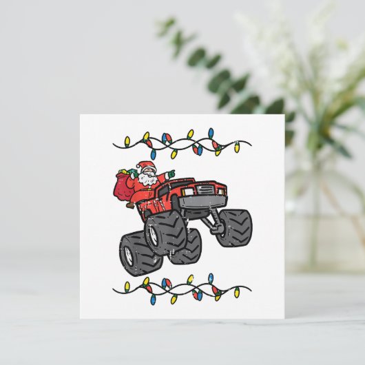 Invitation Noël Père Noël Monster Camion Garçons Enfants Enfa (Debout devant)