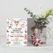 Invitation Noël Père Noël Onederful 1er anniversaire de fête (Debout devant)