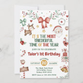 Invitation Noël Père Noël Onederful 1er fête d'anniversaire (Devant)