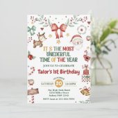 Invitation Noël Père Noël Onederful 1er fête d'anniversaire (Debout devant)