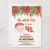 Invitation Noël Père Noël premier anniversaire (Devant)
