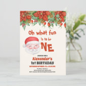 Invitation Noël Père Noël premier anniversaire (Debout devant)