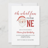Invitation Noël Père Noël premier anniversaire (Devant)