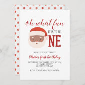 Invitation Noël Père Noël premier anniversaire (Devant / Derrière)