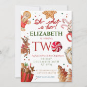 Invitation Noël Père Noël Reindeer quel plaisir 2e anniversai (Devant)