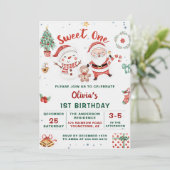 Invitation Noël Père Noël Snowman Sweet Un Anniversaire (Debout devant)