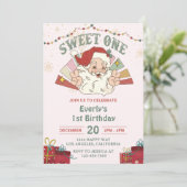 Invitation Noël Père Noël Sweet 1er anniversaire (Debout devant)