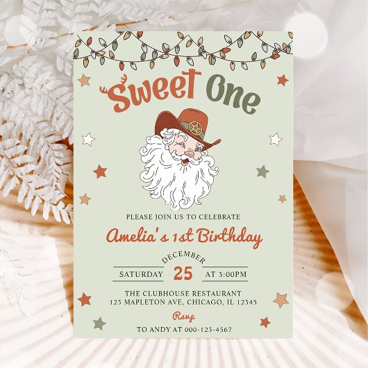 Invitation Noël Père Noël Sweet fête d'anniversaire