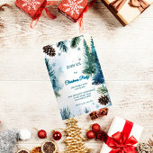Invitation Noël personnalisable avec des arbres de pin à l'aq