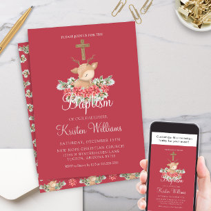 Invitation Noël Petit Cher Baptême Croix du baptême