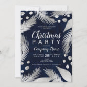 Invitation Noël pin mistletoe chic argent entreprise (Devant)