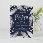 Invitation Noël pin mistletoe chic argent entreprise (Debout devant)