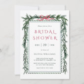 Invitation Noël Pine Garland Fête des mariées (Devant)