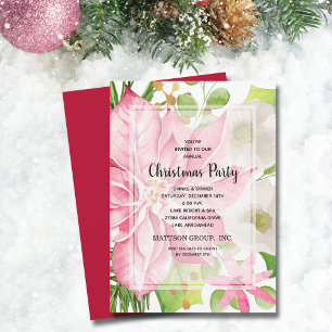 Invitation Noël Pink Poinsettia Floral