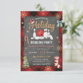 Invitation Noël Plaid Chalkboard Fête de Bowling (Debout devant)